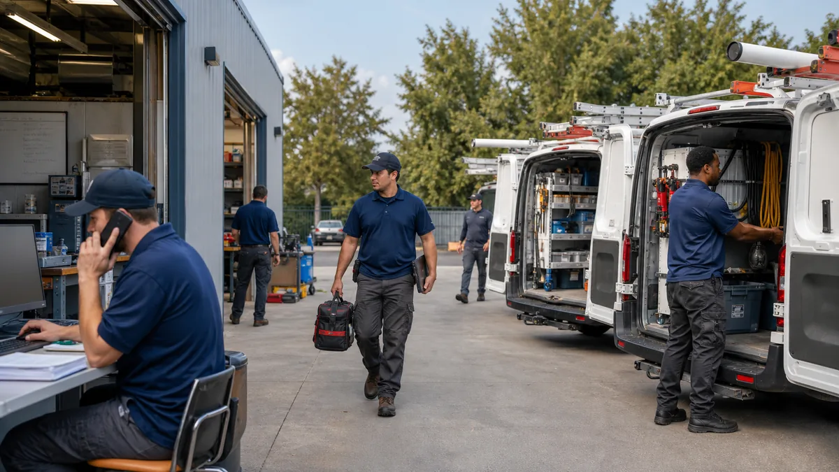 Plumbing and HVAC service team dispatching field crews — representative image for New Mexico employers