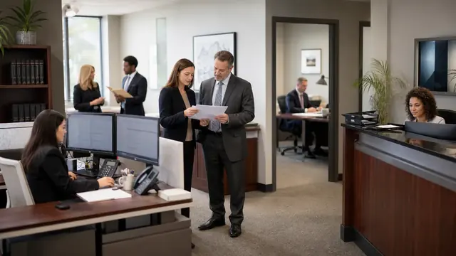 Professional services team reviewing client work